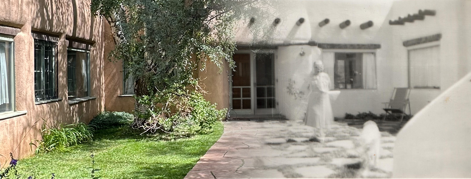 Helene Wurlitzer in her courtyard